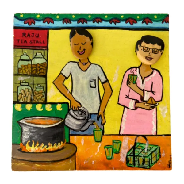 Delicious_flavours_of_India_pebble_wall_paintings_for_home_office_wall_dacor_-_Tea_Stalls_of_India