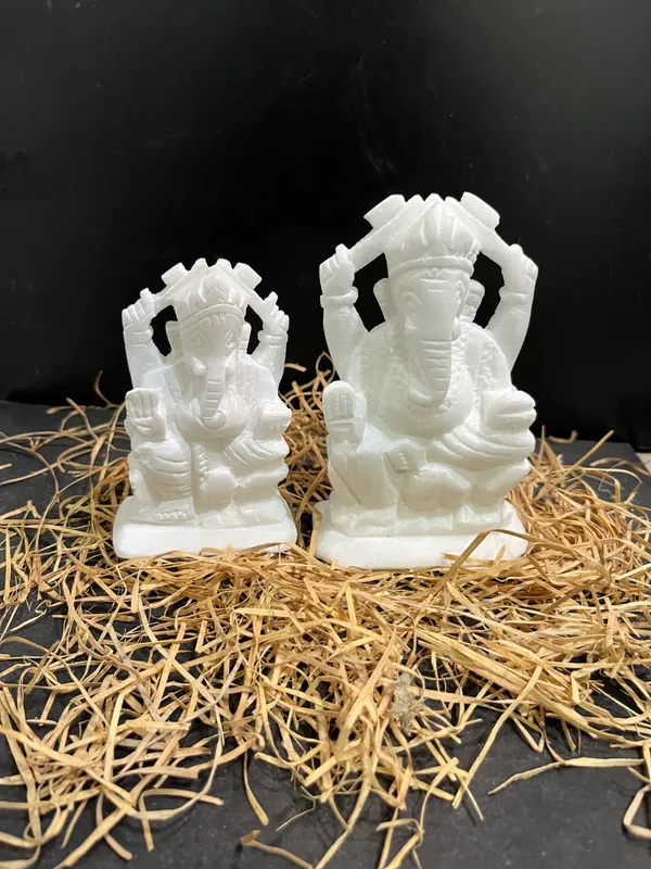 5_inch_White_Marble_Ganesh_Idol/Murti_Right_Trunk_for_Home_Temple_and_Gifting(Size_-5")
