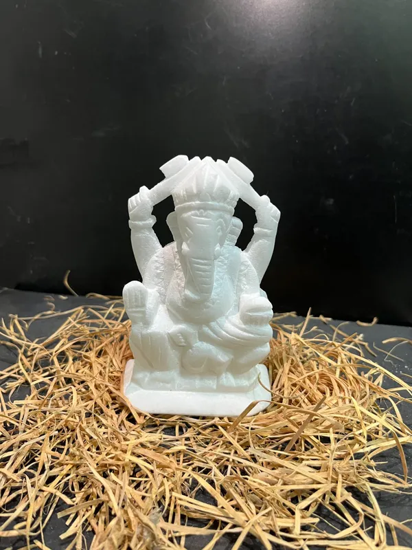4_nch_White_Marble_Ganesh_Idol/Murti_Left_Trunk_for_Home_Temple_and_Gifting_(Size_-4")
