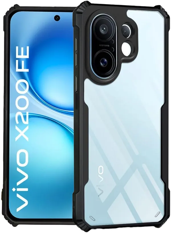 Back_Case_Cover_For_Vivo_X200fe_5g_Slim_Anti_Yellow_Protective_Shock_Proof_Bumper_Hybrid_Pc_With_Tpu_Frame_Transparent_Clear