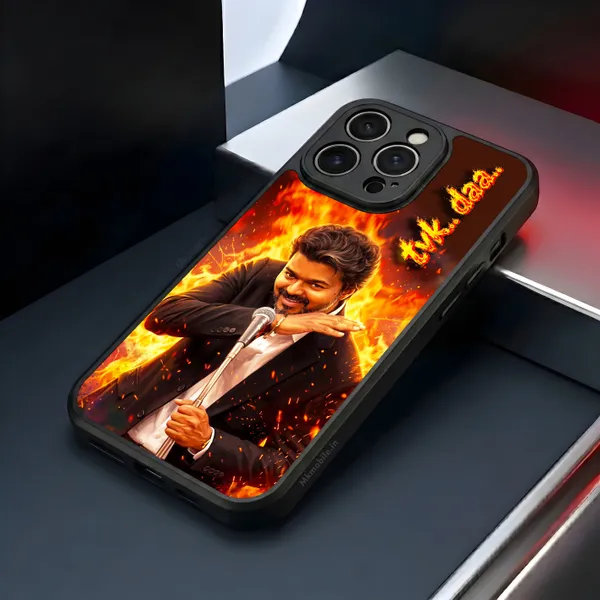 Tamil_Nadu_Muthalamaichar_C_Joseph_Vijay_Thalapathy_On_Fire_With_Tvk_daa_Text_Design_Printed_Premium_Glossy_Back_Case_Cover_With_Camera_Protection_MK000566_Bx