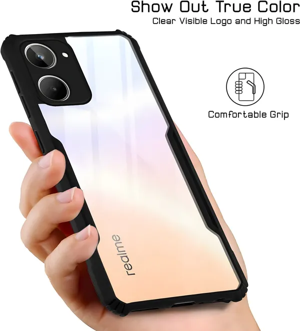 Back_Case_Cover_For_Realme_10_4g_Slim_Anti_Yellow_Protective_Shock_Proof_Bumper_Hybrid_Pc_With_Tpu_Frame_Transparent_Clear
