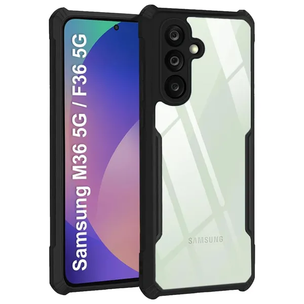Back_Case_Cover_For_Samsung_M36_/_F36_5g_Slim_Anti_Yellow_Protective_Shock_Proof_Bumper_Hybrid_Pc_With_Tpu_Frame_Transparent_Clear