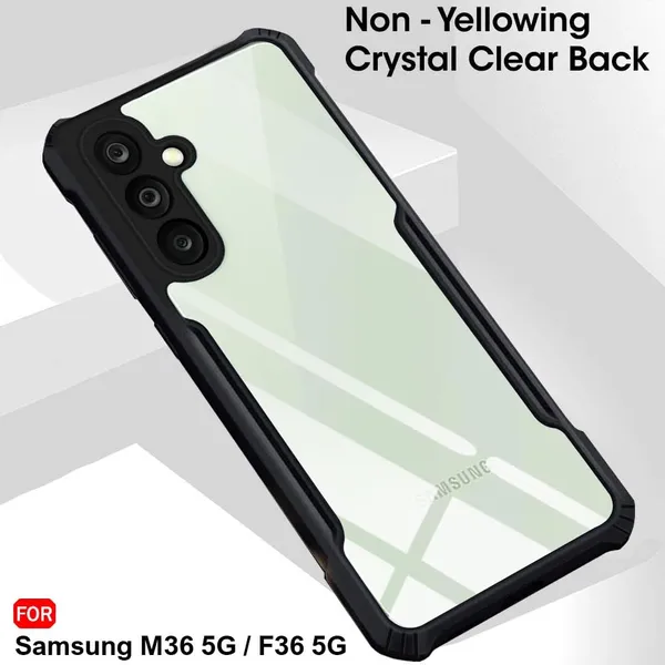 Back_Case_Cover_For_Samsung_M36_/_F36_5g_Slim_Anti_Yellow_Protective_Shock_Proof_Bumper_Hybrid_Pc_With_Tpu_Frame_Transparent_Clear