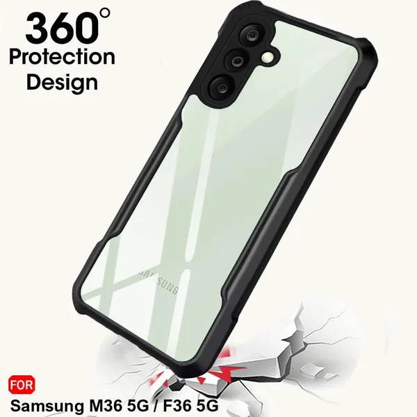 Back_Case_Cover_For_Samsung_M36_/_F36_5g_Slim_Anti_Yellow_Protective_Shock_Proof_Bumper_Hybrid_Pc_With_Tpu_Frame_Transparent_Clear