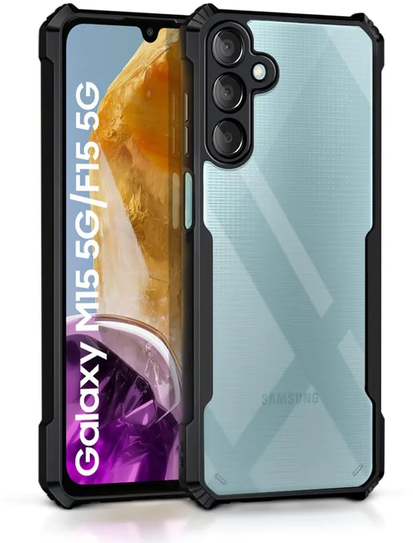 Back_Case_Cover_For_Samsung_M15_5g__/_F15_5g_Slim_Anti_Yellow_Protective_Shock_Proof_Bumper_Hybrid_Pc_With_Tpu_Frame_Transparent_Clear
