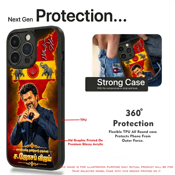 Cm_C_Joseph_Vijay_Thalapathy_Tvk_On_Fire_with_sign_Design_Printed_Premium_Glossy_Back_Case_Cover_With_Camera_Protection_MK000615_Bx