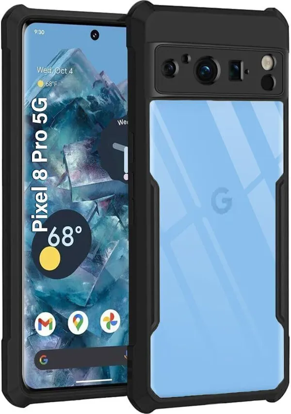 Back_Case_Cover_For_Google_Pixel_8_Pro__Slim_Anti_Yellow_Protective___Shockproof_Bumper___Hybrid_Pc_Plus_Tpu_Frame___Transparent_Clear