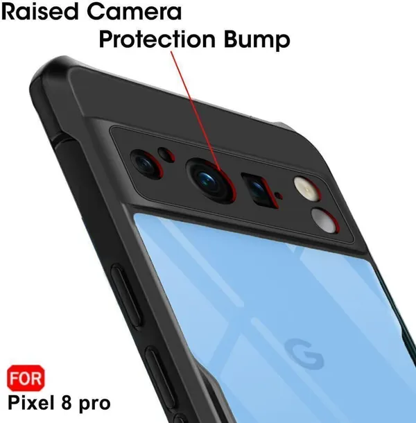 Back_Case_Cover_For_Google_Pixel_8_Pro__Slim_Anti_Yellow_Protective___Shockproof_Bumper___Hybrid_Pc_Plus_Tpu_Frame___Transparent_Clear