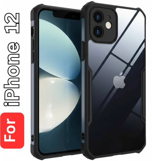 Back_Case_Cover_For_Iphone_12__Slim_Anti_Yellow_Protective___Shockproof_Bumper___Hybrid_Pc_Plus_Tpu_Frame___Transparent_Clear