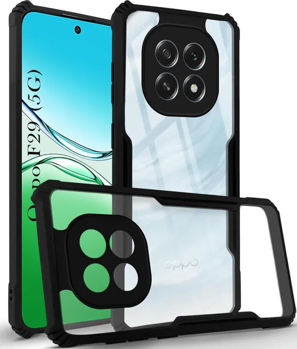 Back_Case_Cover_For_Oppo_F29_5g_Slim_Anti_Yellow_Protective_Shock_Proof_Bumper_Hybrid_Pc_With_Tpu_Frame_Transparent_Clear