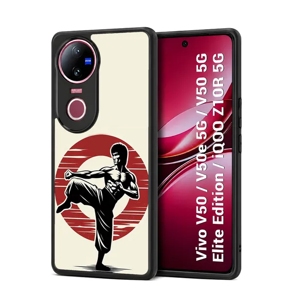 Martial_Arts_Silhouette_Retro_Design_Printed_Premium_Glossy_Back_Case_Cover_With_Camera_Protection_For_Vivo_V50_/_V50e_/_V50_5g_Elite_Edition_/_iQOO_Z10r_5g_Mk000014_Bx