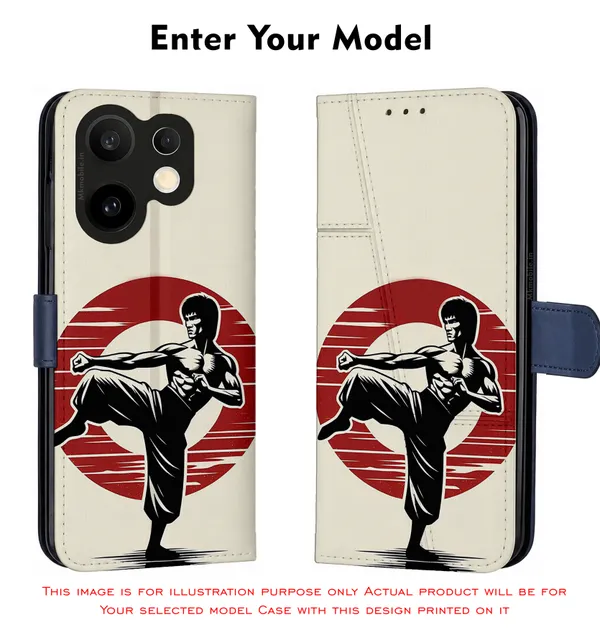 Martial_Arts_Silhouette_Retro_Design_Printed_Flip_Case_Cover_With_Camera_Protection_Mk000014_Fcuv