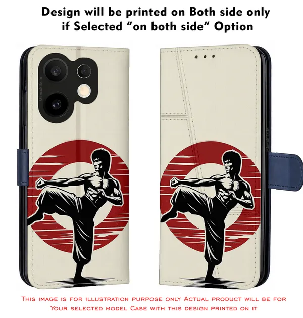 Martial_Arts_Silhouette_Retro_Design_Printed_Flip_Case_Cover_With_Camera_Protection_Mk000014_Fcuv