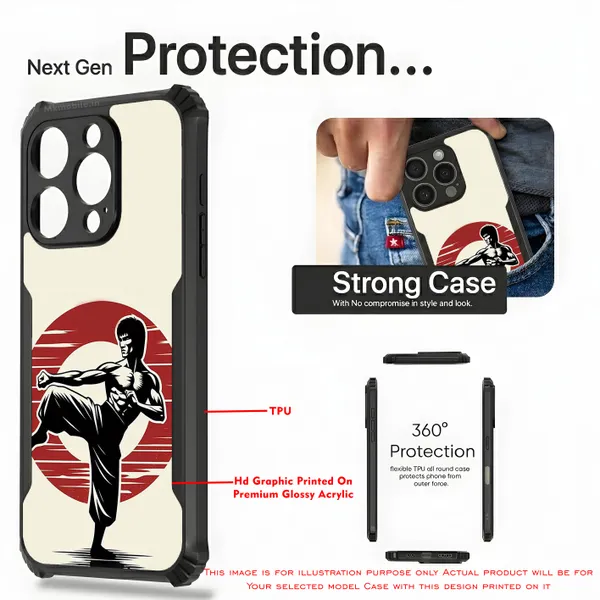 Martial_Arts_Silhouette_Retro_Design_Printed_Bumper_Glossy_Back_Case_Cover_With_Camera_Protection_Mk000014_Ip