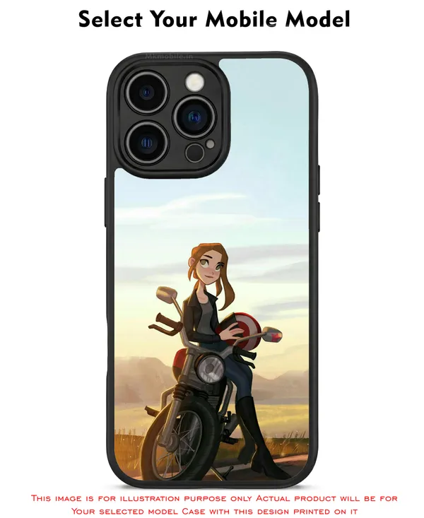 Illustrated_Character_Girl_On_Bike_Design_Printed_Premium_Glossy_Back_Case_Cover_With_Camera_Protection_Mk000043_Bx