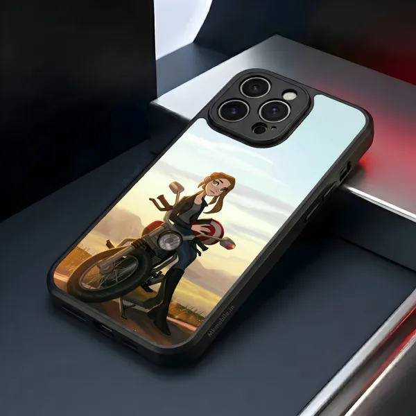 Illustrated_Character_Girl_On_Bike_Design_Printed_Premium_Glossy_Back_Case_Cover_With_Camera_Protection_Mk000043_Bx