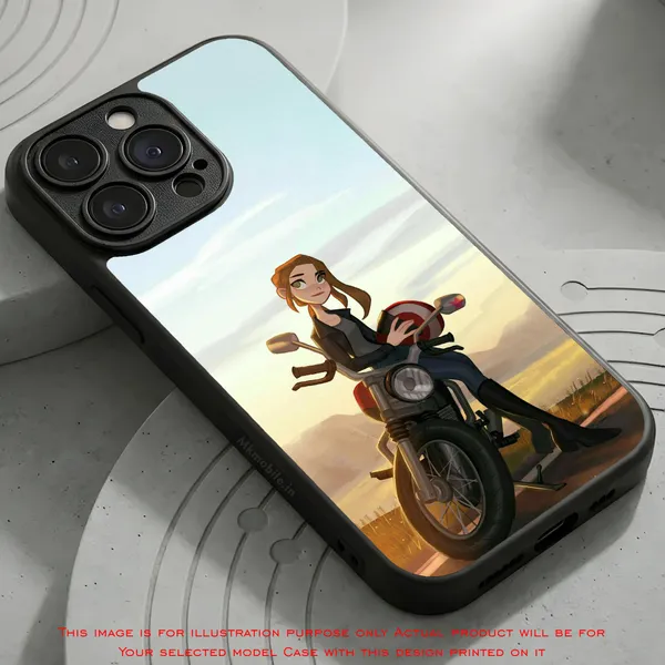 Illustrated_Character_Girl_On_Bike_Design_Printed_Premium_Glossy_Back_Case_Cover_With_Camera_Protection_Mk000043_Bx