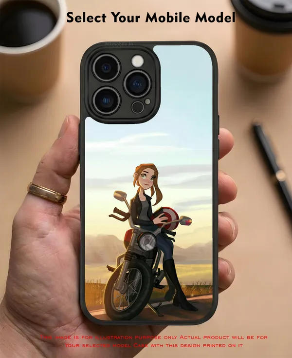 Illustrated_Character_Girl_On_Bike_Design_Printed_Premium_Glossy_Back_Case_Cover_With_Camera_Protection_Mk000043_Bx