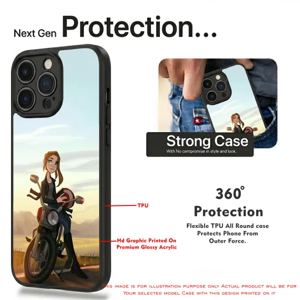 Illustrated_Character_Girl_On_Bike_Design_Printed_Premium_Glossy_Back_Case_Cover_With_Camera_Protection_Mk000043_Bx