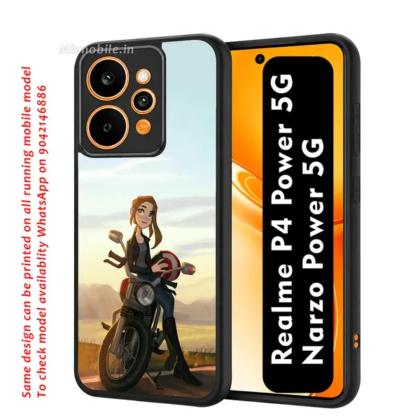 Illustrated_Character_Girl_On_Bike_Design_Printed_Premium_Glossy_Back_Case_Cover_With_Camera_Protection_For_Realme_P4_Power_5G_/_Narzo_Power_5G_Mk000043_Bx