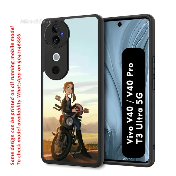 Illustrated_Character_Girl_On_Bike_Design_Printed_Premium_Glossy_Back_Case_Cover_With_Camera_Protection_For_Vivo_V40_5G_/_V40_Pro_5G_/_T3_Ultra_5G_Mk000043_Bx