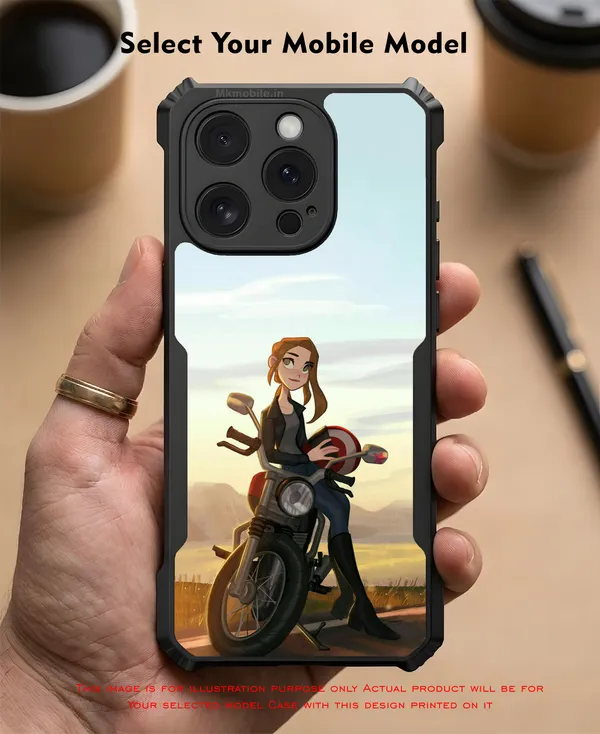 Illustrated_Character_Girl_On_Bike_Design_Printed_Bumper_Glossy_Back_Case_Cover_With_Camera_Protection_Mk000043_Ip