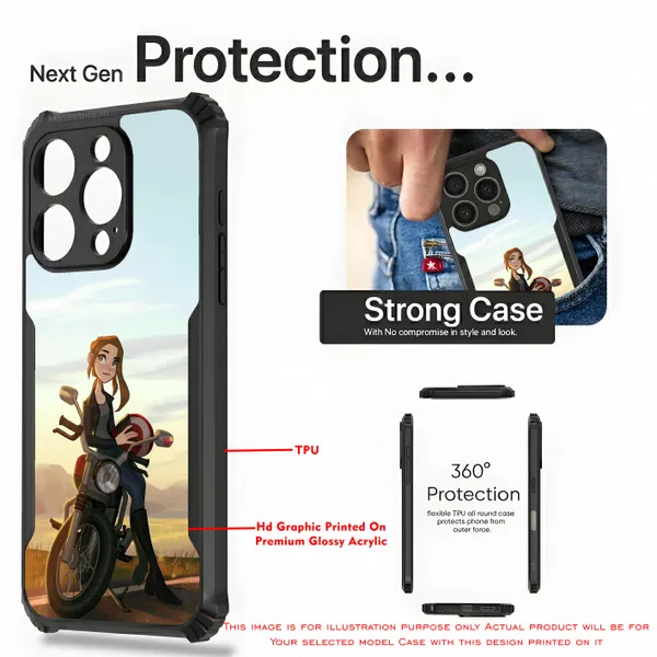 Illustrated_Character_Girl_On_Bike_Design_Printed_Bumper_Glossy_Back_Case_Cover_With_Camera_Protection_Mk000043_Ip