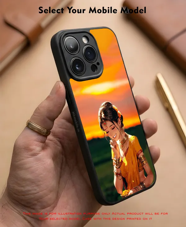 Girl_On_Saree_Illustrated__Design_Printed_Premium_Glossy_Back_Case_Cover_With_Camera_Protection_Mk000052_Bx
