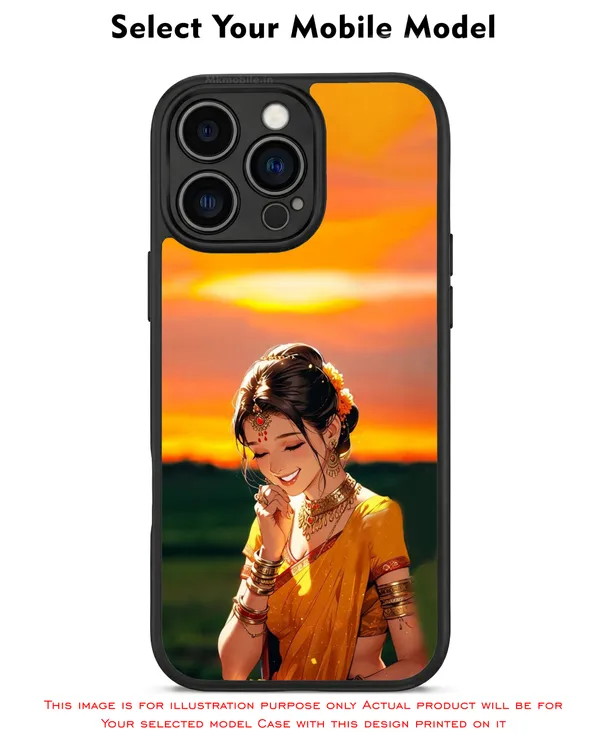 Girl_On_Saree_Illustrated__Design_Printed_Premium_Glossy_Back_Case_Cover_With_Camera_Protection_Mk000052_Bx