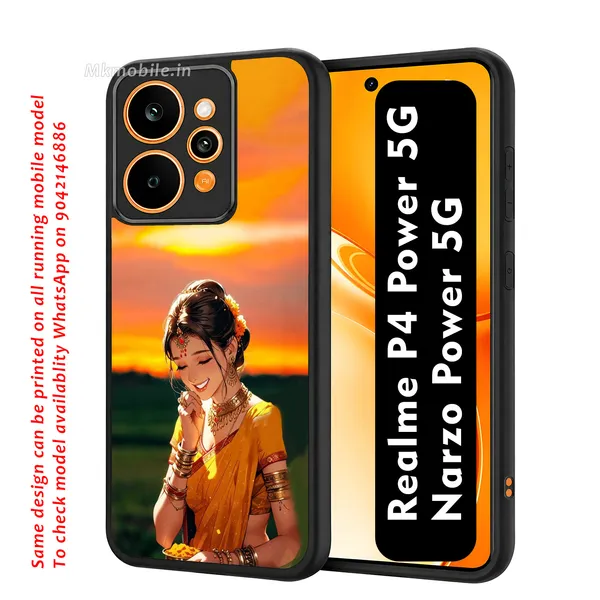 Girl_On_Saree_Illustrated_Design_Printed_Premium_Glossy_Back_Case_Cover_With_Camera_Protection_For_Realme_P4_Power_5G_/_Narzo_Power_5G_Mk000052_Bx
