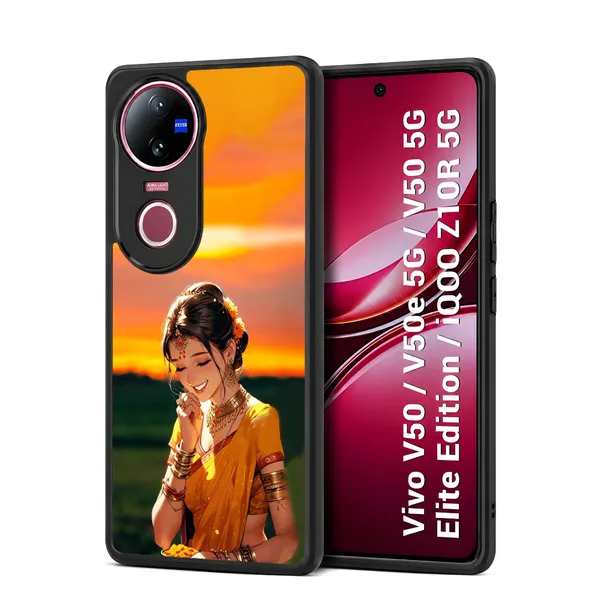 Girl_On_Saree_Illustrated_Design_Printed_Premium_Glossy_Back_Case_Cover_With_Camera_Protection_For_Vivo_V50_/_V50e_/_V50_5g_Elite_Edition_/_iQOO_Z10r_5g_Mk000052_Bx