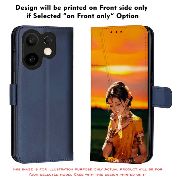 Girl_On_Saree_Illustrated__Design_Printed_Flip_Case_Cover_With_Camera_Protection_Mk000052_Fcuv