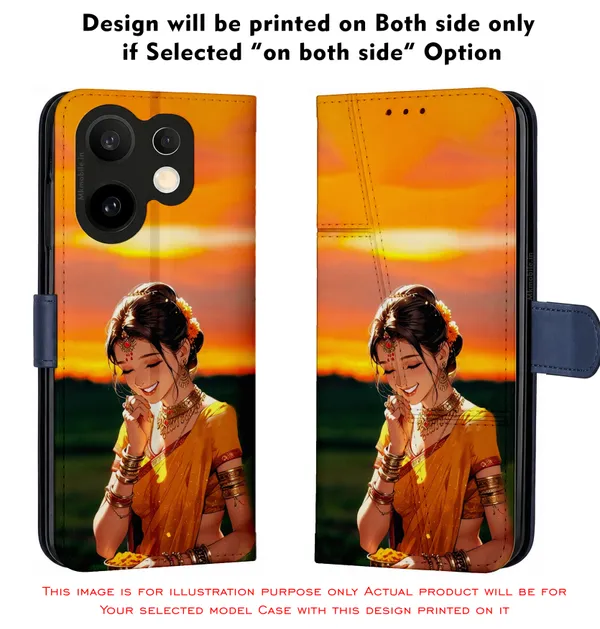 Girl_On_Saree_Illustrated__Design_Printed_Flip_Case_Cover_With_Camera_Protection_Mk000052_Fcuv