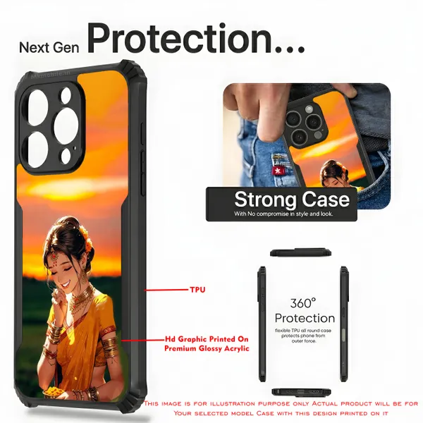 Girl_On_Saree_Illustrated__Design_Printed_Bumper_Glossy_Back_Case_Cover_With_Camera_Protection_Mk000052_Ip