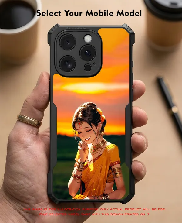 Girl_On_Saree_Illustrated__Design_Printed_Bumper_Glossy_Back_Case_Cover_With_Camera_Protection_Mk000052_Ip