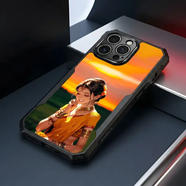 Girl_On_Saree_Illustrated__Design_Printed_Bumper_Glossy_Back_Case_Cover_With_Camera_Protection_Mk000052_Ip