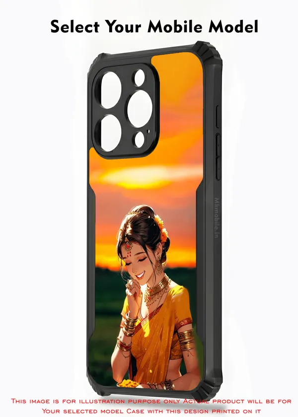 Girl_On_Saree_Illustrated__Design_Printed_Bumper_Glossy_Back_Case_Cover_With_Camera_Protection_Mk000052_Ip