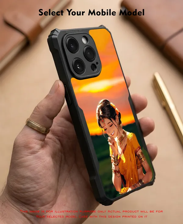 Girl_On_Saree_Illustrated__Design_Printed_Bumper_Glossy_Back_Case_Cover_With_Camera_Protection_Mk000052_Ip