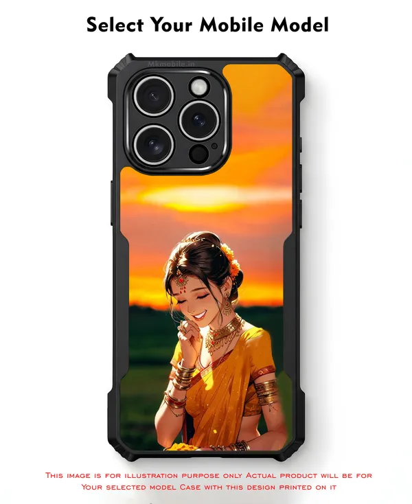 Girl_On_Saree_Illustrated__Design_Printed_Bumper_Glossy_Back_Case_Cover_With_Camera_Protection_Mk000052_Ip