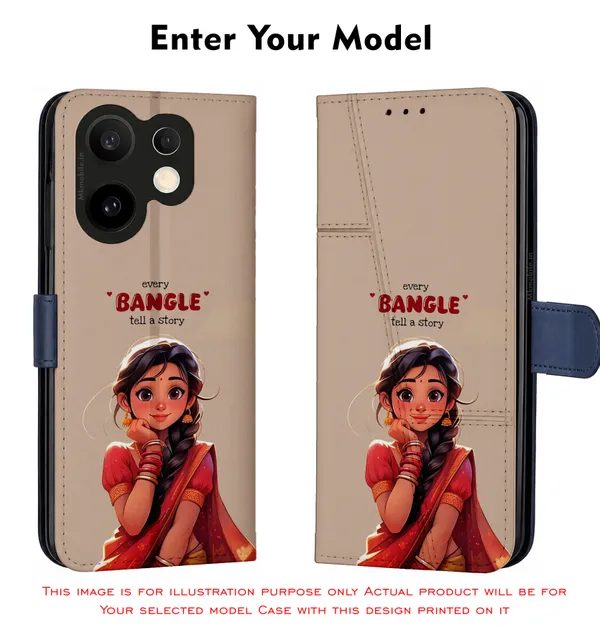 Beige_Illustrated_Bangle_Story_Design_Printed_Flip_Case_Cover_With_Camera_Protection_Mk000053_Fcuv