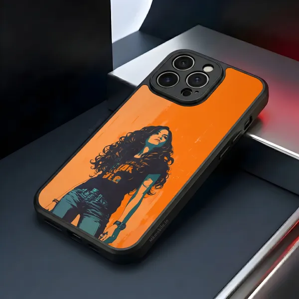 Orange_And_Black_Girl_Graphic_Design_Printed_Premium_Glossy_Back_Case_Cover_With_Camera_Protection_Mk000070_Bx