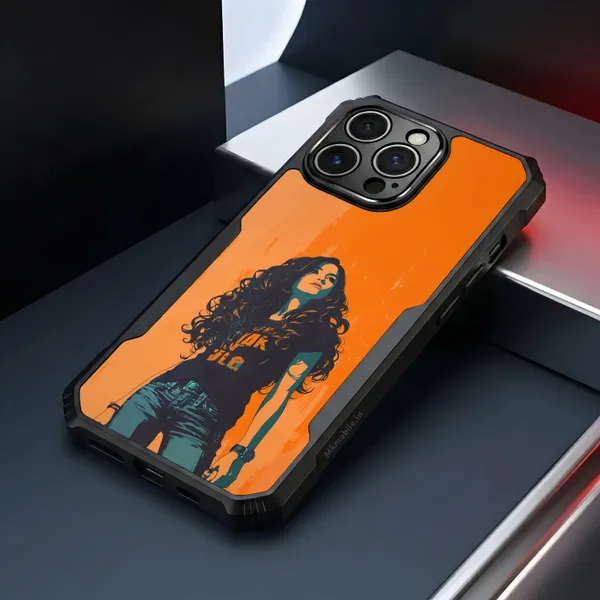 Orange_And_Black_Girl_Graphic_Design_Printed_Bumper_Glossy_Back_Case_Cover_With_Camera_Protection_Mk000070_Ip