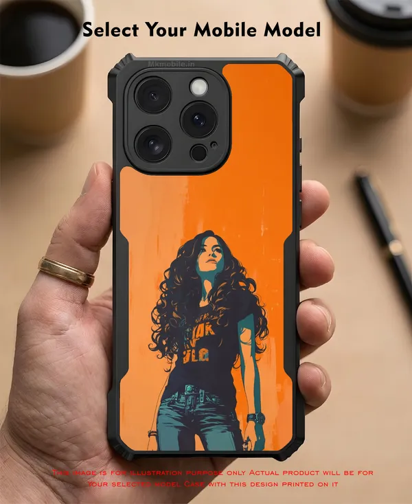 Orange_And_Black_Girl_Graphic_Design_Printed_Bumper_Glossy_Back_Case_Cover_With_Camera_Protection_Mk000070_Ip