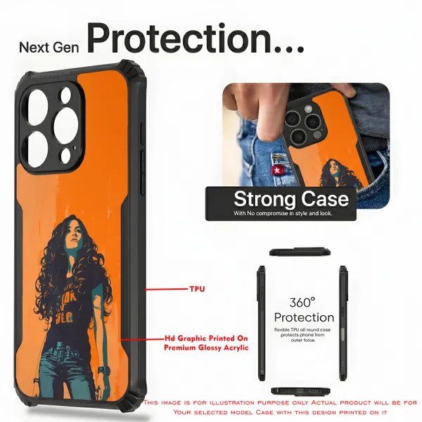 Orange_And_Black_Girl_Graphic_Design_Printed_Bumper_Glossy_Back_Case_Cover_With_Camera_Protection_Mk000070_Ip