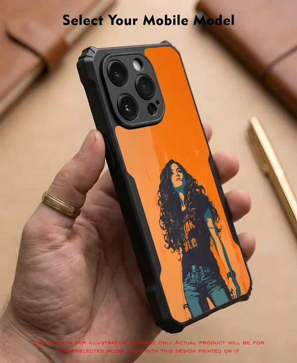 Orange_And_Black_Girl_Graphic_Design_Printed_Bumper_Glossy_Back_Case_Cover_With_Camera_Protection_Mk000070_Ip