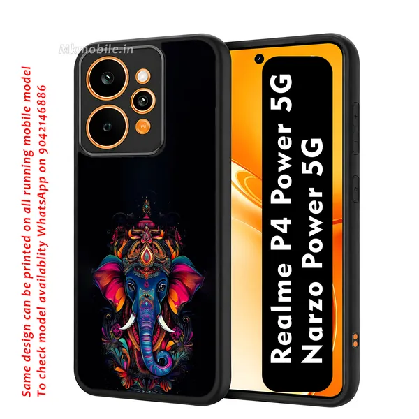 Colorful_Elephant_Ganapathy_Vinayagar_Design_Printed_Premium_Glossy_Back_Case_Cover_With_Camera_Protection_For_Realme_P4_Power_5G_/_Narzo_Power_5G_Mk000074_Bx