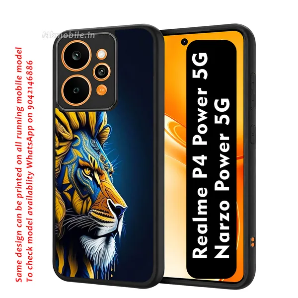 Blue_And_Yellow_Artistic_Lion_Design_Printed_Premium_Glossy_Back_Case_Cover_With_Camera_Protection_For_Realme_P4_Power_5G_/_Narzo_Power_5G_Mk000075_Bx