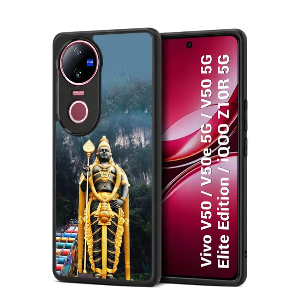 Lord_Murugan_Statue_Scenic_Mountain_Design_Printed_Premium_Glossy_Back_Case_Cover_With_Camera_Protection_For_Vivo_V50_/_V50e_/_V50_5g_Elite_Edition_/_iQOO_Z10r_5g_Mk000088_Bx