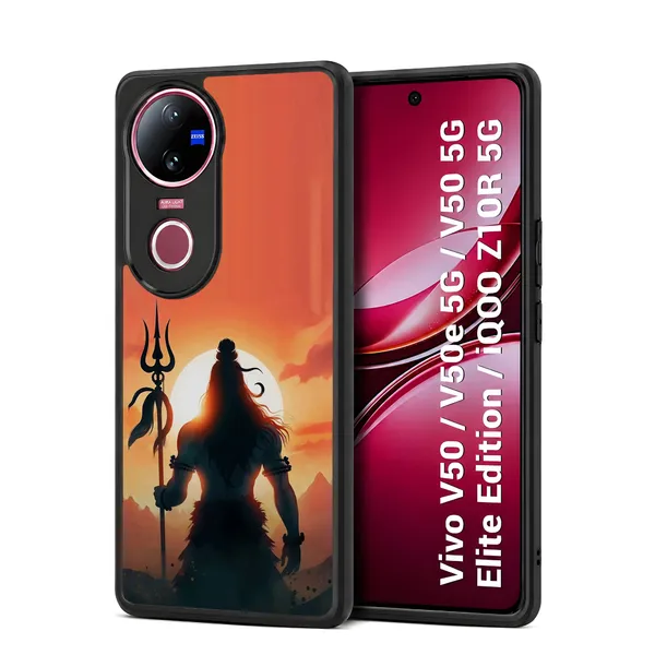 Lord_Shiva_Sunset_Silhouette_Design_Printed_Premium_Glossy_Back_Case_Cover_With_Camera_Protection_For_Vivo_V50_/_V50e_/_V50_5g_Elite_Edition_/_iQOO_Z10r_5g_Mk000091_Bx